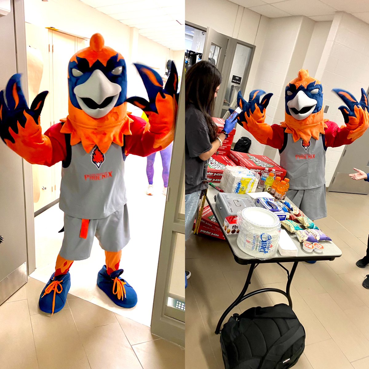 Look who we spotted coming out of the ashes to cheer on our girls volleyball team today at their home tournament! Our new mascot <a href="/JeanAugustineSS/">Jean Augustine S.S.</a> <a href="/HealthyMsB1/">Skye Bowen</a>