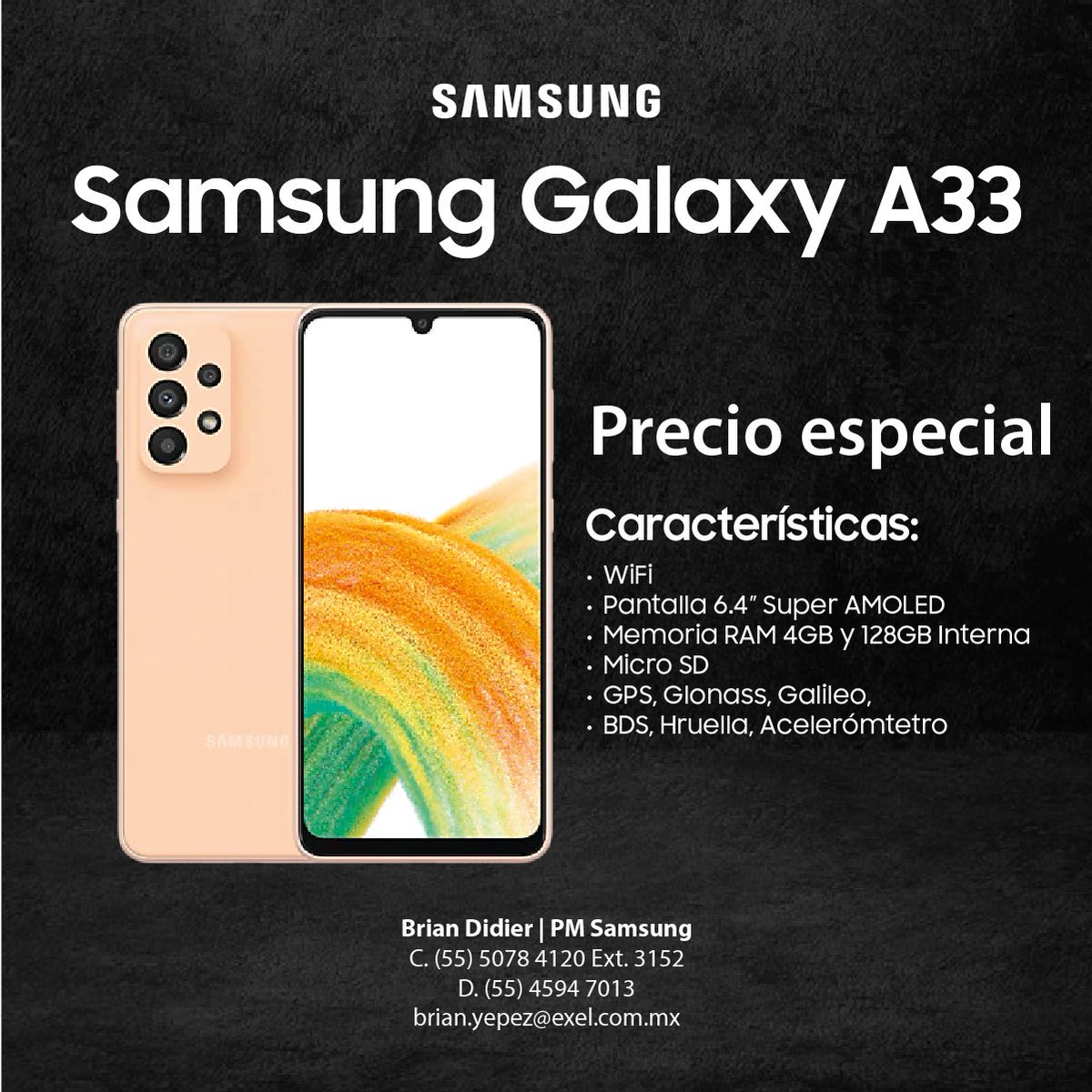 En Exel del Norte ¡tenemos precio especial en el Samsung Galaxy A33! 🥳
Ingresa aquí: 
cutt.ly/r2PHYDH