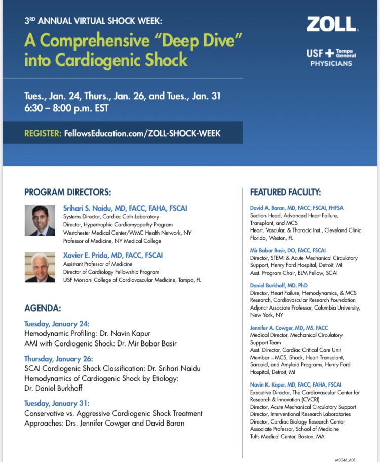 SrihariNaiduMD's tweet photo. 3rd annual #SHOCKWEEK exactly two weeks from today!

Register here: https://t.co/lHxHQ75wFP

3 sessions of Lectures, fellow cases and a “friendly” debate on being more conservative vs aggressive! 

@XavierPrida @NavinKapur4 @preventfailure @davebaran @BurkhoffMd @Babar_Basir https://t.co/d45S18n4M5