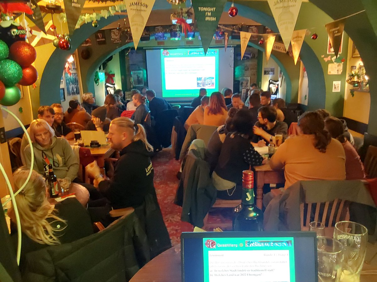 quizztillery (@quizztillery) on Twitter photo Pubquiz in Präsenz (<a href="/ShamRocksPDM/">ShamRock's Irish Pub Potsdam</a>) klappt auch 2023 noch.
Danke an alle Teilnehmer*innen!
#Quizztillery #PubQuiz #PdmPubQuiz #Potsdam #ILoveQuiz Pubquiz in Präsenz (<a href="/ShamRocksPDM/">ShamRock's Irish Pub Potsdam</a>) klappt auch 2023 noch.
Danke an alle Teilnehmer*innen!
#Quizztillery #PubQuiz #PdmPubQuiz #Potsdam #ILoveQuiz