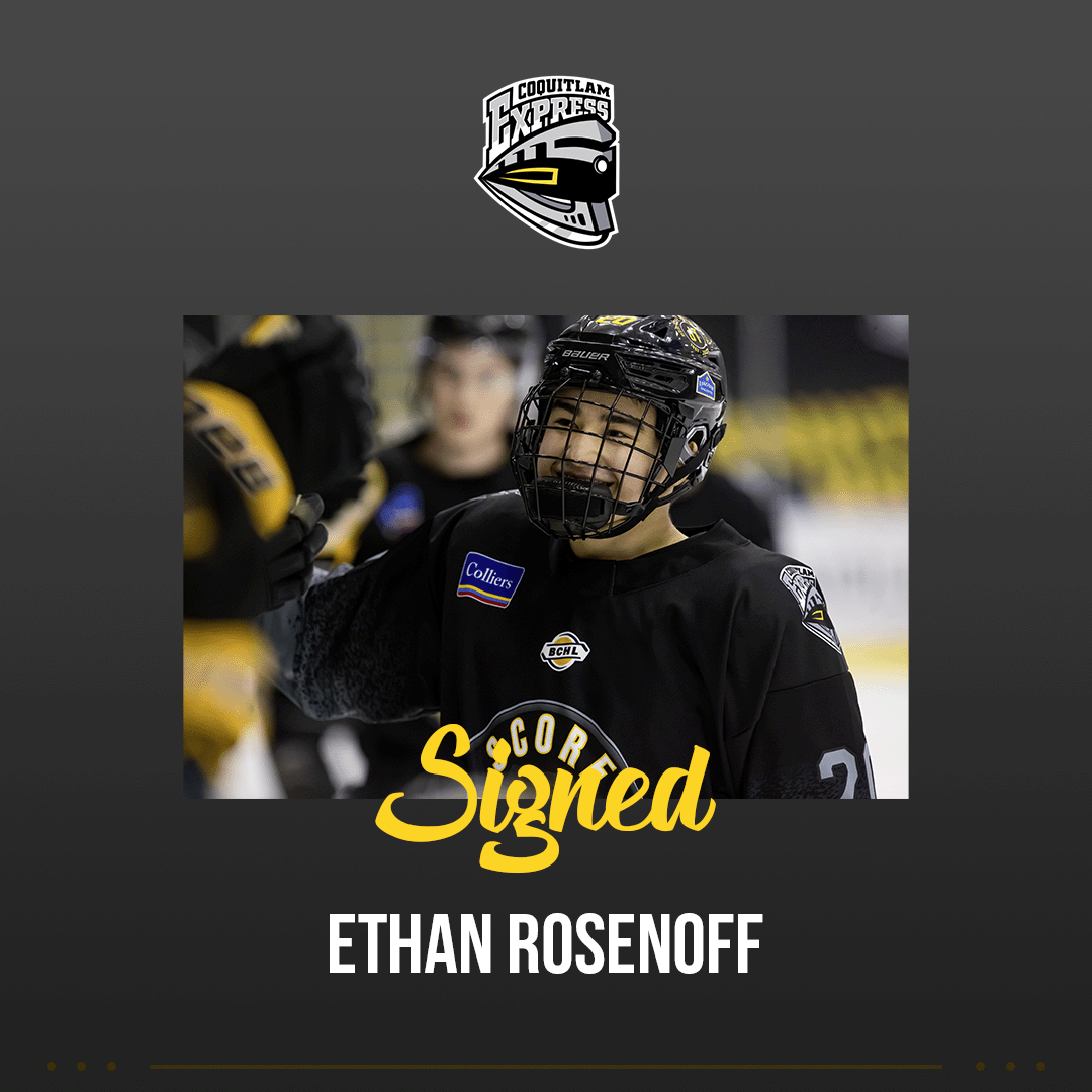 BCHLExpress's tweet photo. General Manager Tali Campbell has announced they have signed Ethan Rosenoff for the remainder of the season. 

"Rosey has been incredible for us in the three games he has played, scoring two goals and being a hard player to play against. He does a lot of things right." https://t.co/NAyauR0hib