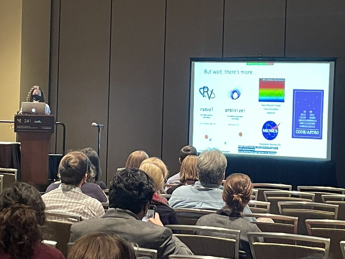 How many grad students do you know who do amazing science in 2 fields, develop badass widely-used software, and mentor and advocate for multiple earlier career  mentees? Such a pleasure to hear the incomparable <a href="/SarahCBlunt/">Sarah Blunt, PhD 🍉</a> give her dissertation talk at #AAS241