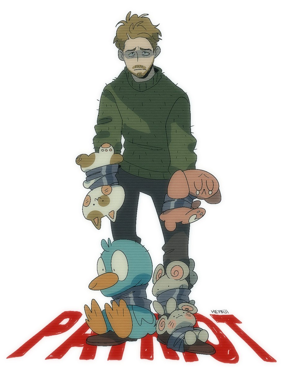1boy pokemon (creature) male focus green sweater facial hair sweater pants  illustration images