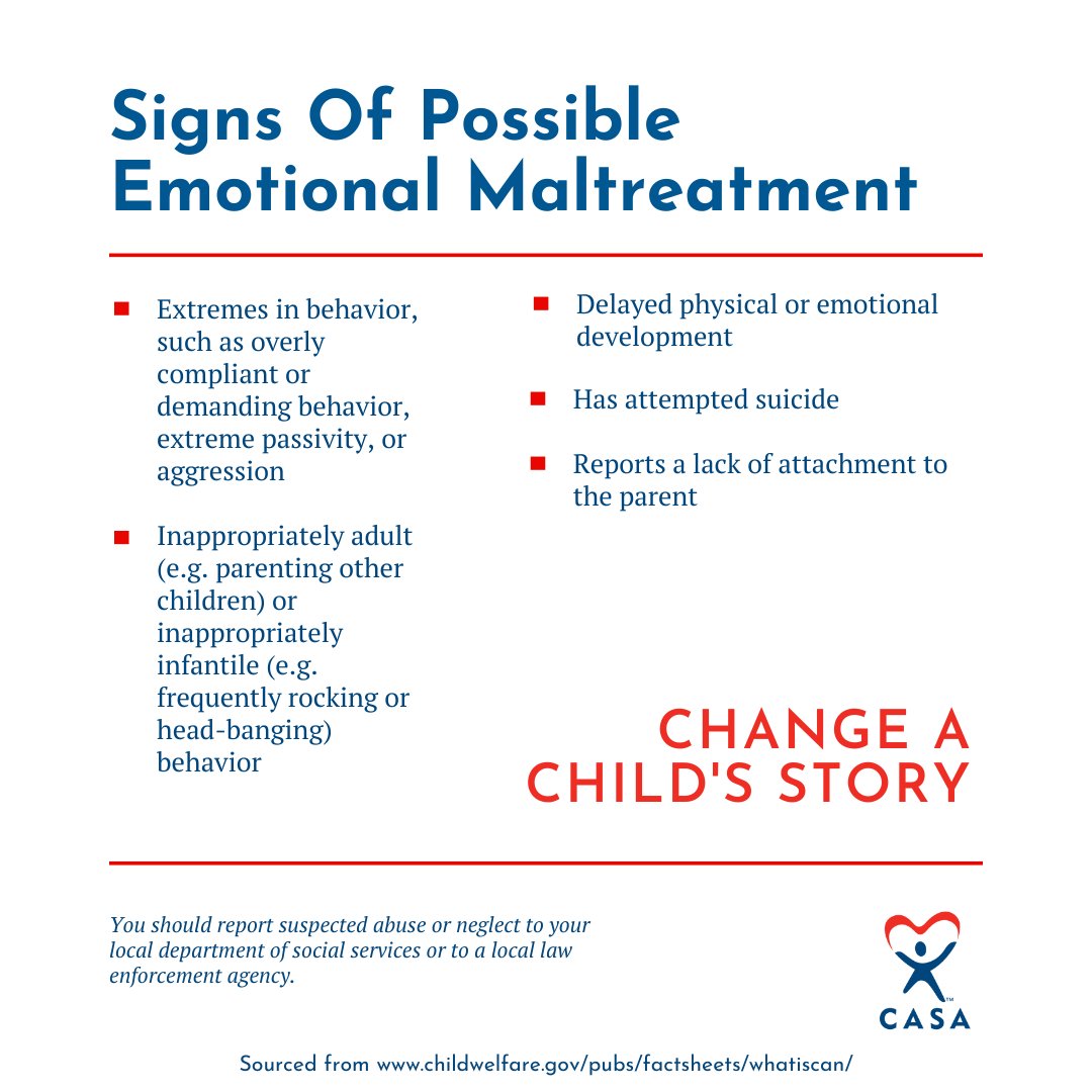 MDCASA's tweet photo. If we look out for one another and learn to recognize the signs, children in dangerous home environments are more likely to get the help they need. You can learn more about reporting suspected abuse and neglect on our website: https://t.co/FyhJoS5VS1. https://t.co/SYyDrjNnB6