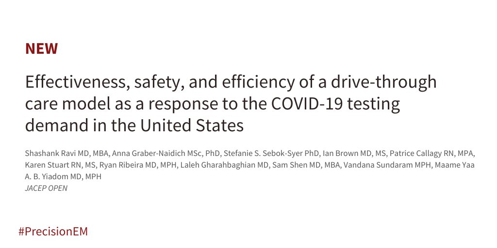 Explore the clinical performance of COVID-19 curbside screening with triage to a drive-through care pathway vs. main ED care for ambulatory #COVID19 testing. ow.ly/ufWL50MncB2 @StefSebok @SonoSpot @MayaYiadom #precisionEM