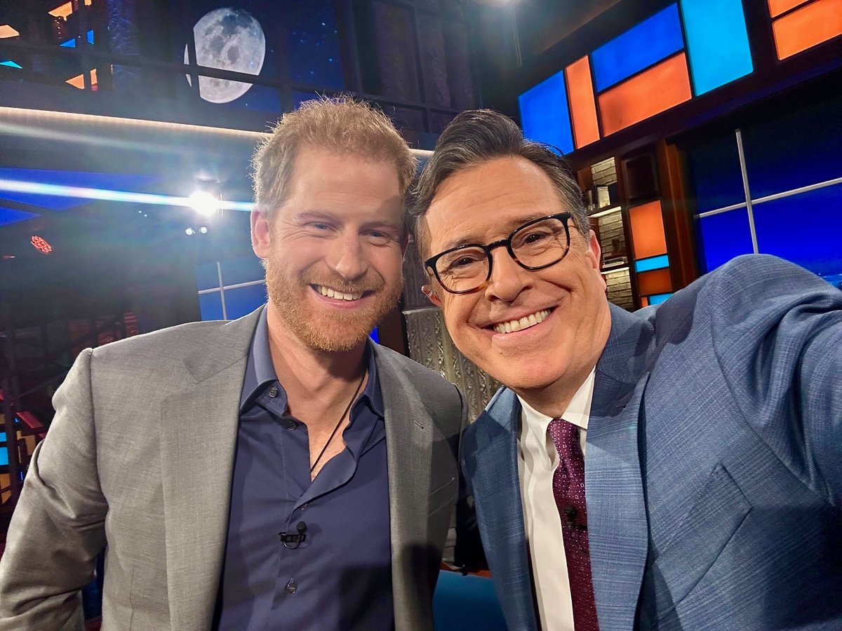 colbertlateshow's tweet photo. #Colbert and the #Spare. See you tonight! https://t.co/yiPXp5YkQg