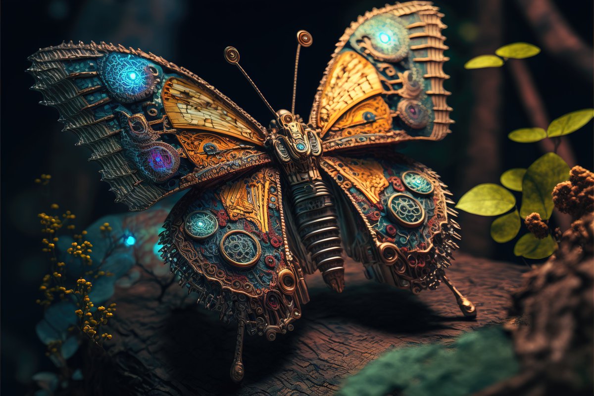 AiMachinist's tweet photo. amazing magical mechanical butterflies in there natural habitat

#ai #artificialintelligence #art #drawing #painting #render #realistic #digitalart #digital #artificial #aiart  #graphic #realistic #conceptart #cinematic #portrait #aiartcommunity  #butterfly #mechanical #animal https://t.co/JsetV6d06k