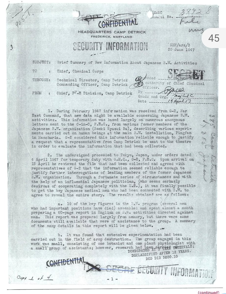 plantmoretreez's tweet photo. @RWMaloneMD Some1 of your stature, it's rather unbecoming to blatantly promote disinformation with regards to unit 731. The Chinese did not take over any of this heinous bioweapons project &amp; the DOJ/US military has already admitted it was they who had absorbed the research into Fort Detrick. https://t.co/GtPunXNLUG