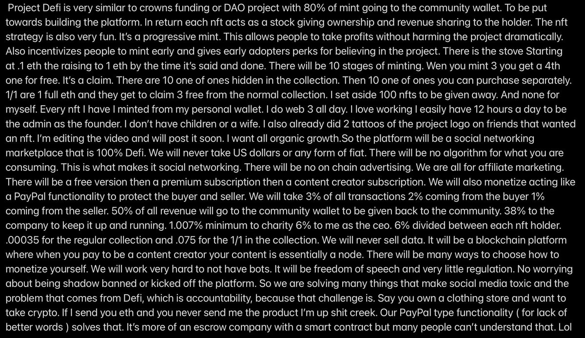 Project_Defi_'s tweet image. I wrote this for all of you that want to be a part of the next unicorn tech company. Project-Defi.com for minting there are only three 1/1 left to be minted