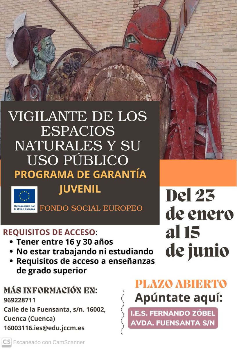 Programa de garantía juvenil. Pueden apuntarse en el IES Fernando Zóbel.
#iesfernandozóbel
<a href="/educajccm/">Educación C-LM</a>