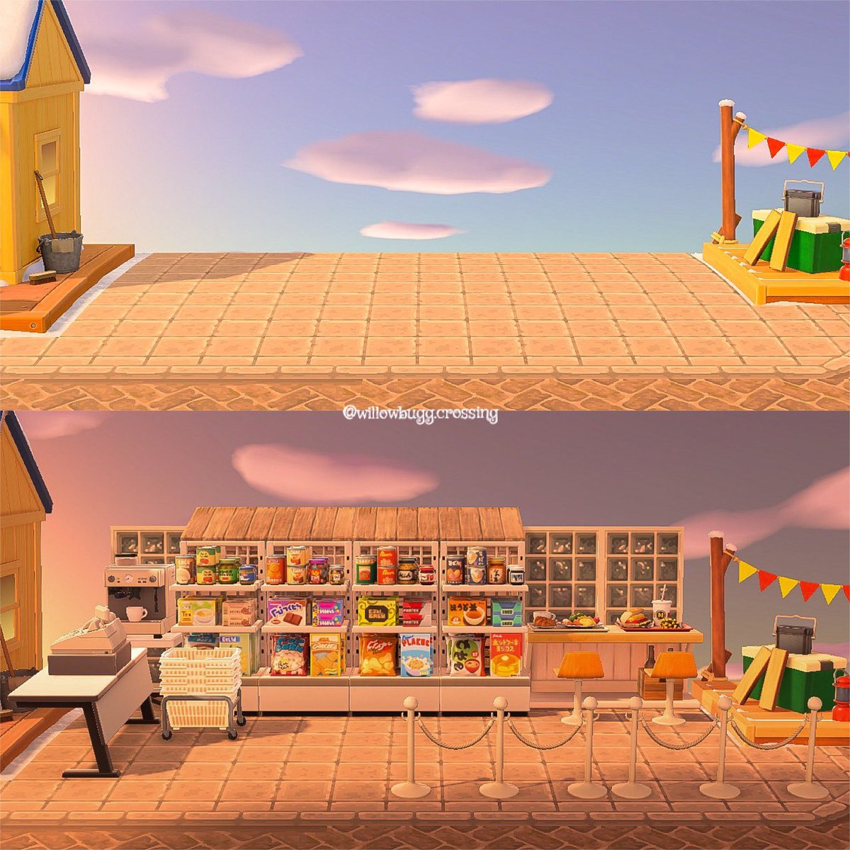 Willowbuggg's tweet photo. Before and after snack shop☺️✨
#ACNH #AnimalCrossing #ACNHDesign https://t.co/LAybVOdgoE