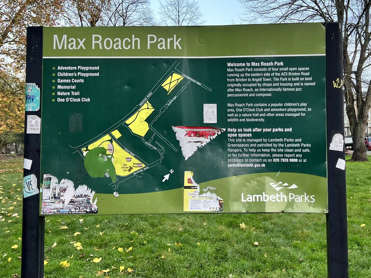 Happy Birthday Max Roach! Pic taken in the Brixton neighborhood of London at Max Roach Park. How many Max Roach parks in the USA? #jazztwitter