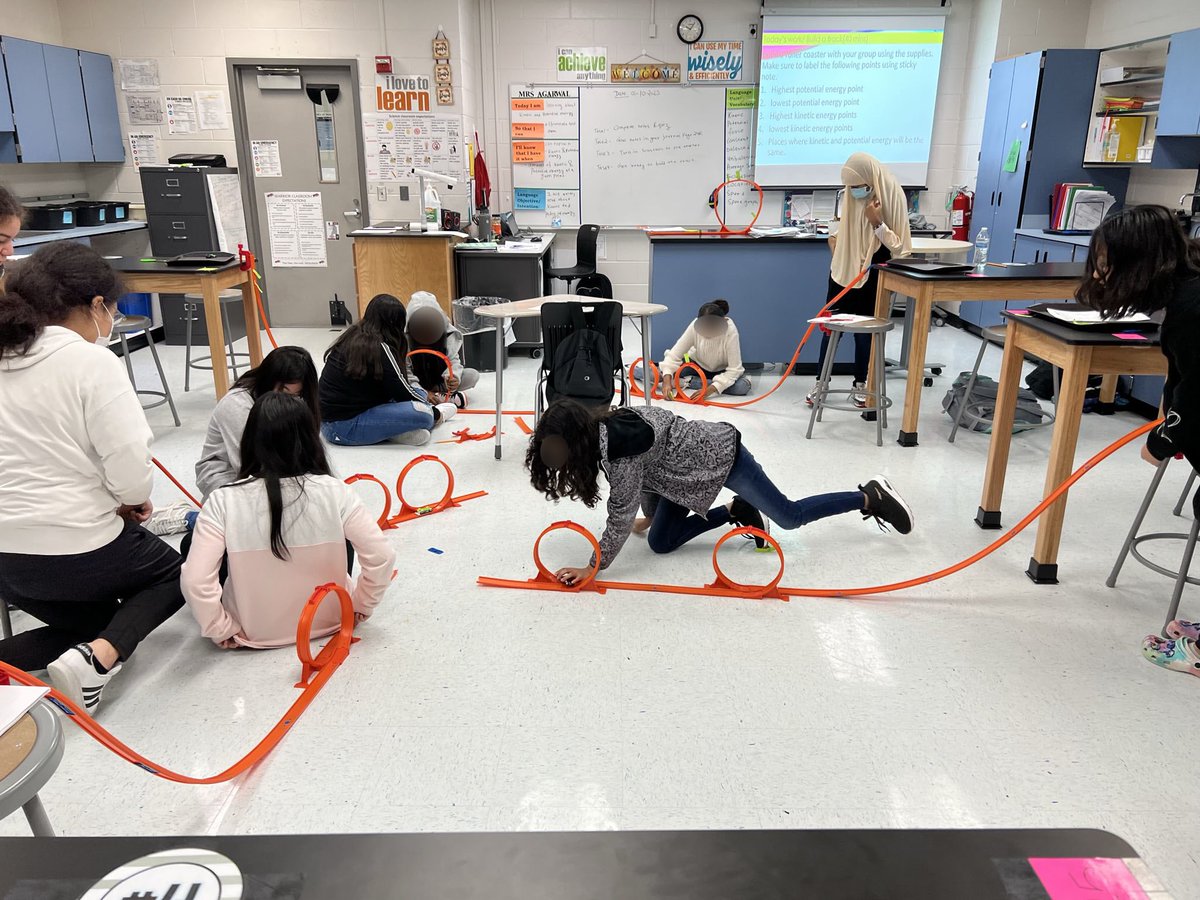 Students in Ms. Agarwal’s science class <a href="/HBMS_Warriors/">Hodges Bend Middle School</a> are building their own hot wheels roller coaster track then identifying &amp; explaining highest &amp; lowest potential &amp; kinetic energy. They are also identifying where they are the same. <a href="/FBISDSTEM/">Fort Bend ISD STEM</a> <a href="/FBISDscience/">Fort Bend ISD Science</a> <a href="/dpvils/">Verizon Innovative Learning Schools</a>