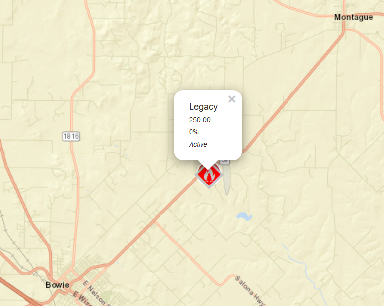AllHazardsTFS's tweet photo. Alert: Texas A&amp;M Forest Service is responding to a request for assistance in Montague County on the #LegacyFire. The fire is an estimated 250 acres and 0% contained. Forward progression has been stopped and the fire is creeping through grass and brush. #txfire https://t.co/HE6q3o98JT