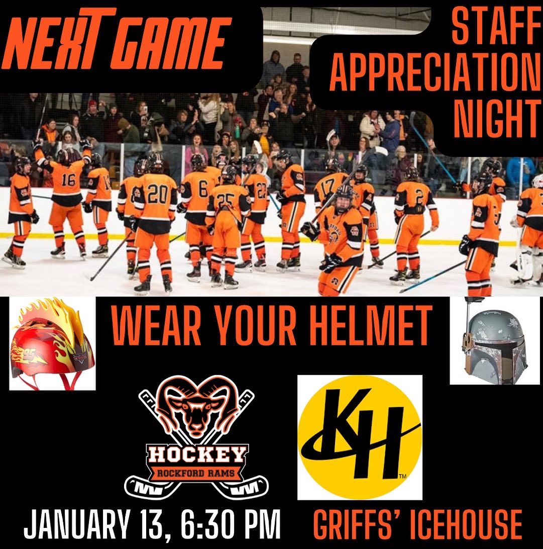 RHSPuck's tweet photo. Staff appreciation and wear your helmets as the theme.  All RPS staff get in free with ID.  Show up.  Get loud.  Go Rams!!! https://t.co/NuZZzQ5zBv