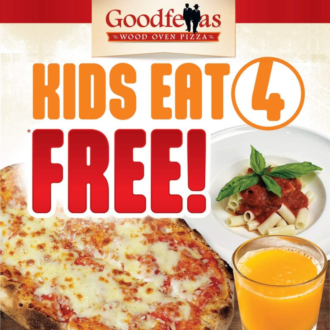 Kids Eat 4 Free at Goodfellas Wood Oven Pizza,
Every Day, starting today😋
#oakvillerestaurants #oakvillemom #oakvillepizzeria #oakvilleeats #torontorestaurants #torontorestaurant #torontolife #mississaugarestaurants #georgetown 
#toronto #torontolife #italianfood #italianpizza