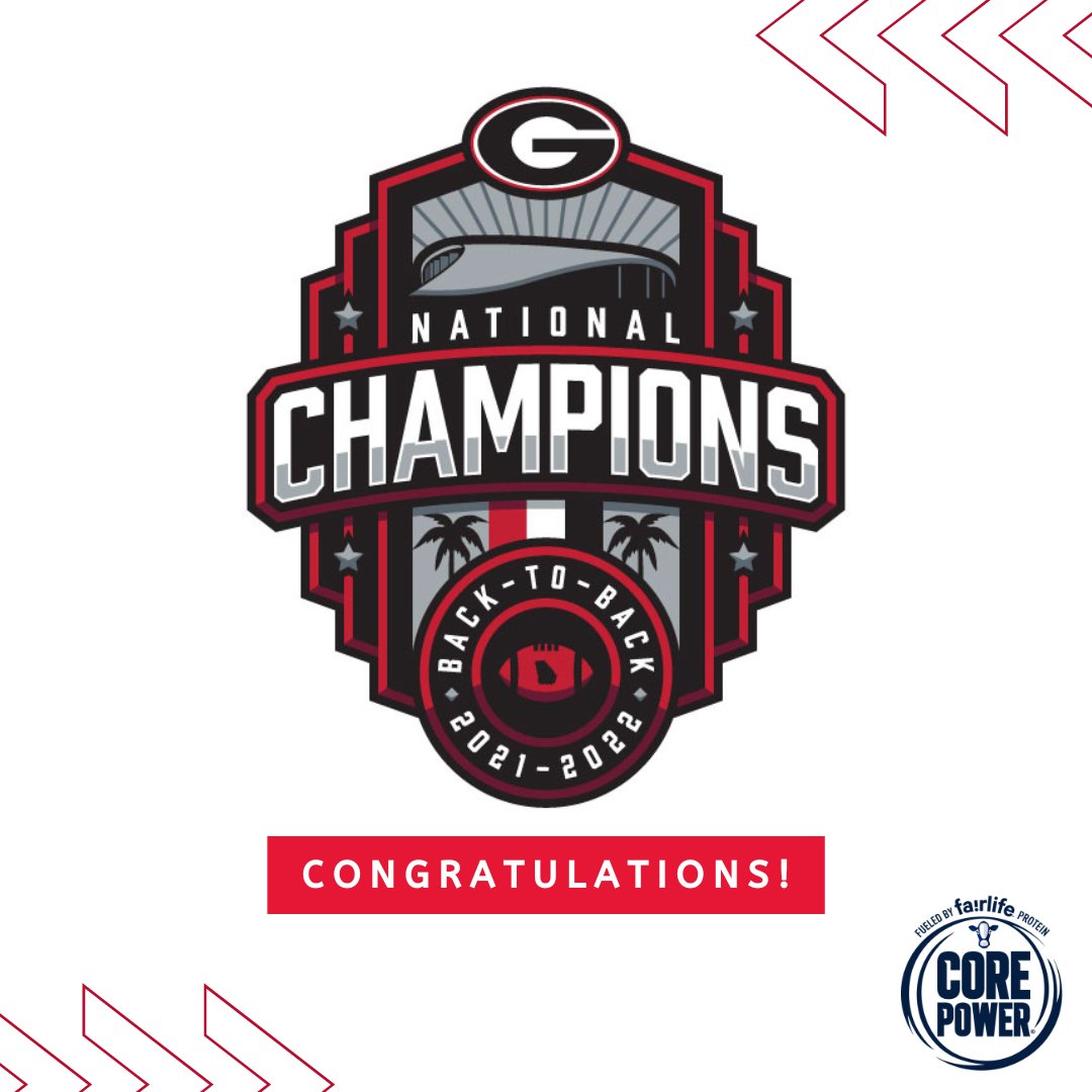 Congrats to the Georgia Bulldogs on their big win! We’re a proud partner of @ugaathletics, and we love helping the athletes replenish, rebuild and recover with Core Power. #GoDawgs