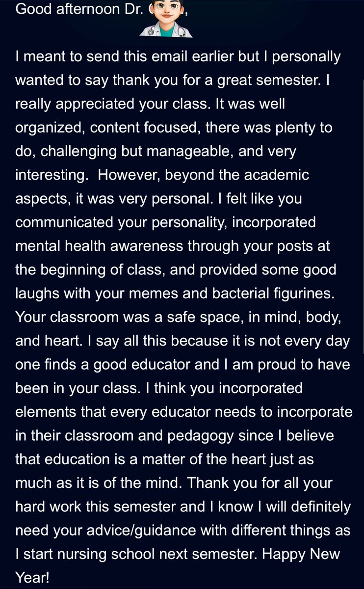 Email I got today from one of my students last semester ❤️ I love my job (most of the time 😂) #professorlife