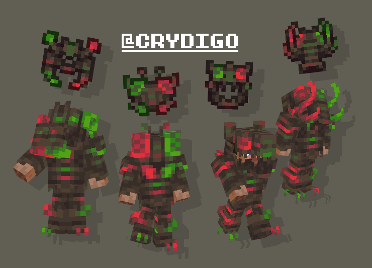 crydigo's tweet photo. Archeanite armour,

A Metal forged 2.5 billion years ago which is imbued with the billions of souls from across many eras.

You can craft armour and 4 different helmets  representing the Cenozoic, Mesozoic, Palaeozoic and Precambrian.

#Blockbench #Minecraft #Minecraft #pixelart https://t.co/k0SwND68Ra