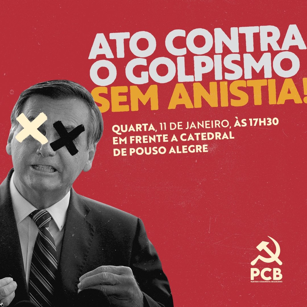 pcbpousoalegre's tweet photo. AMANHÃ EM POUSO ALEGRE!

Dia 11 de Janeiro, ocorrerá um ato unificado das forças de esquerda de Pouso Alegre, com o intuito de fortalecer a luta contra o golpismo e barrar o crescimento do fascismo. 

Contamos com sua presença, a luta se faz NAS RUAS! 

Abaixo à cobra fascista! https://t.co/vz5kPveYxH