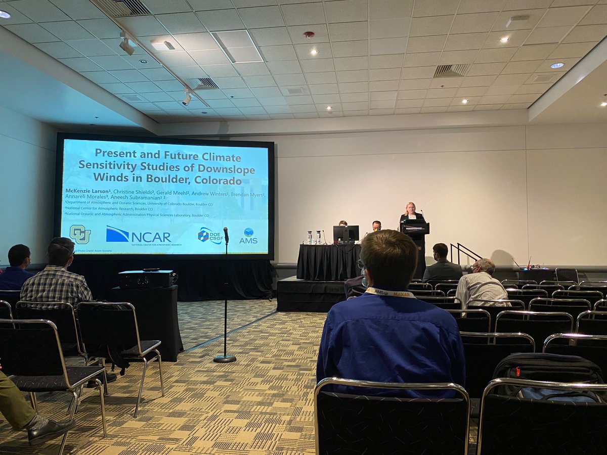 Andrew Winters (@acwinters_wx) on Twitter photo <a href="/mlarson_wx/">McKenzie Larson</a> doing an awesome job discussing her work on Boulder downslope windstorms in a future climate! <a href="/mlarson_wx/">McKenzie Larson</a> doing an awesome job discussing her work on Boulder downslope windstorms in a future climate!