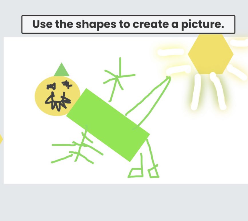 Today, we combined art &amp; math to practice learning about flat shapes🟡🟧<a href="/Seesaw/">Seesaw</a>