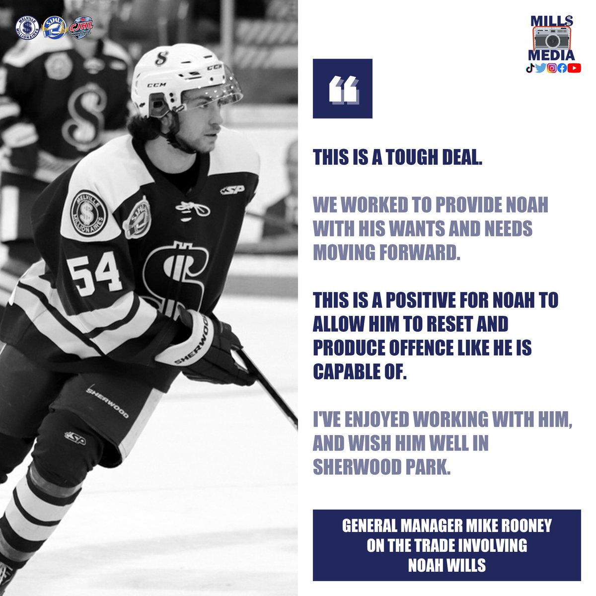 PLAYER TRANSACTION

The Melville Millionaires have moved 2003 Born Forward..

Noah Wills..

to the Sherwood Park Crusaders (AJHL)..

in exchange for a PDF, and future considerations..

🏦💰