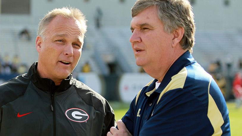 Congratulations to Paul Johnson, 2004 #DoddTrophy winner, and Mark Richt, @CFAPeachBowl Hall of Fame inductee, on being inducted into the @cfbhall! 👏