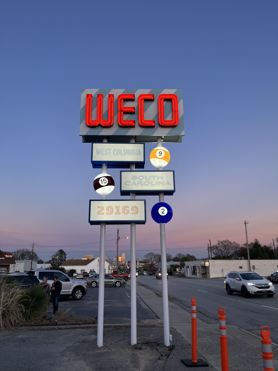 Today, we were joined by <a href="/WestColumbiaSC/">City of West Cola</a> City Council and staff, clients, neighbors and friends as we unveiled and lit the newly refurbished WECO sign for the first time. We so appreciate the City of West Columbia’s partnership in this exciting project! #WECOGlowUp