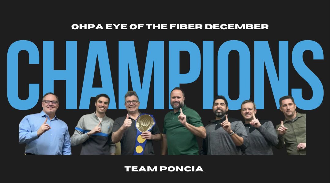 Congrats to Team Poncia for their # 1 finish in OHPA Fiber in December! Earned THE championship belt! @ATT