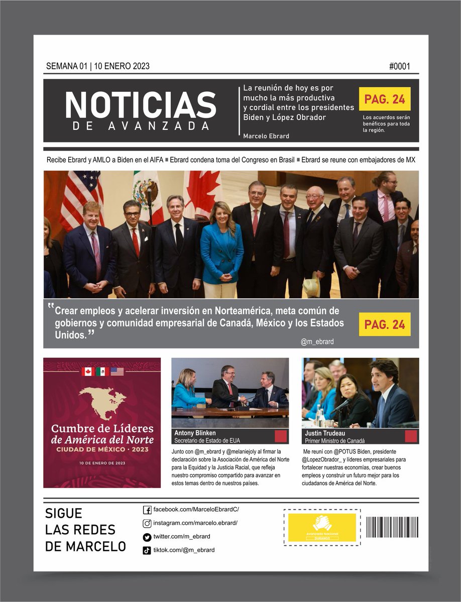AvanzadaDurango's tweet photo. Vaya que ha estado movida la agenda de @m_ebrard con la #CumbreDeLideresDeAmericaDelNorte Se vienen cosas buenas para México y la región! https://t.co/eSh8iGic6W