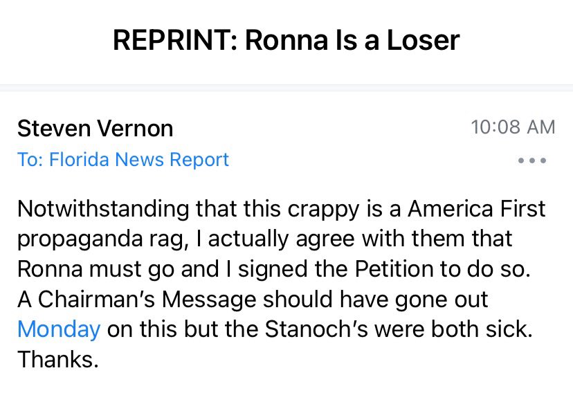 FLNewsReport's tweet photo. When your REC Chair thinks “America First” is really just propaganda, it’s time to re-examine your choice of Chair. #AmericaFirstAF @lastofko @RepMattGaetz @AnthonySabatini @FLVoiceNews @theflstandard @marymauldin https://t.co/IexhEZjwbj