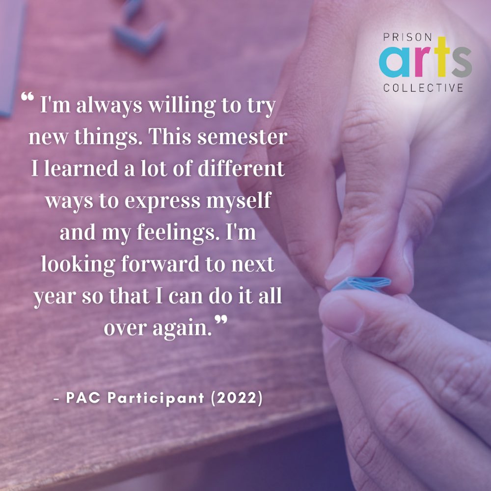 PAC believes in providing opportunities for training, mentorship, and leadership to all participants and team members, including individuals who are incarcerated and formerly incarcerated. #WeArePAC 

Photo courtesy of Prison Arts Collective, by Peter Merts.