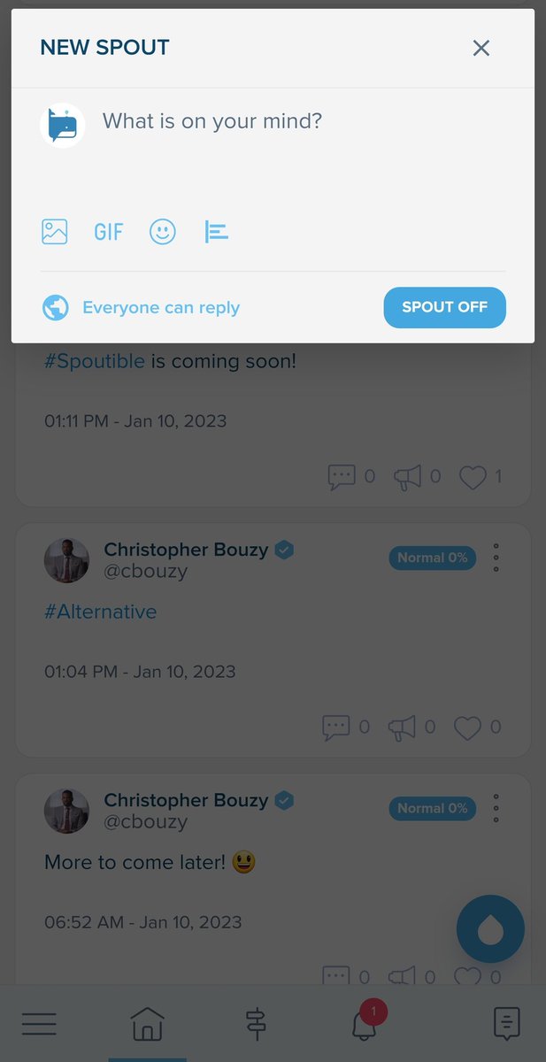 cbouzy's tweet image. 🐳People are asking me if Spoutible.com will have a mobile version at launch, and the answer is yes. The website is responsive and designed for mobile devices and desktop computers. 

Here is the mobile version...