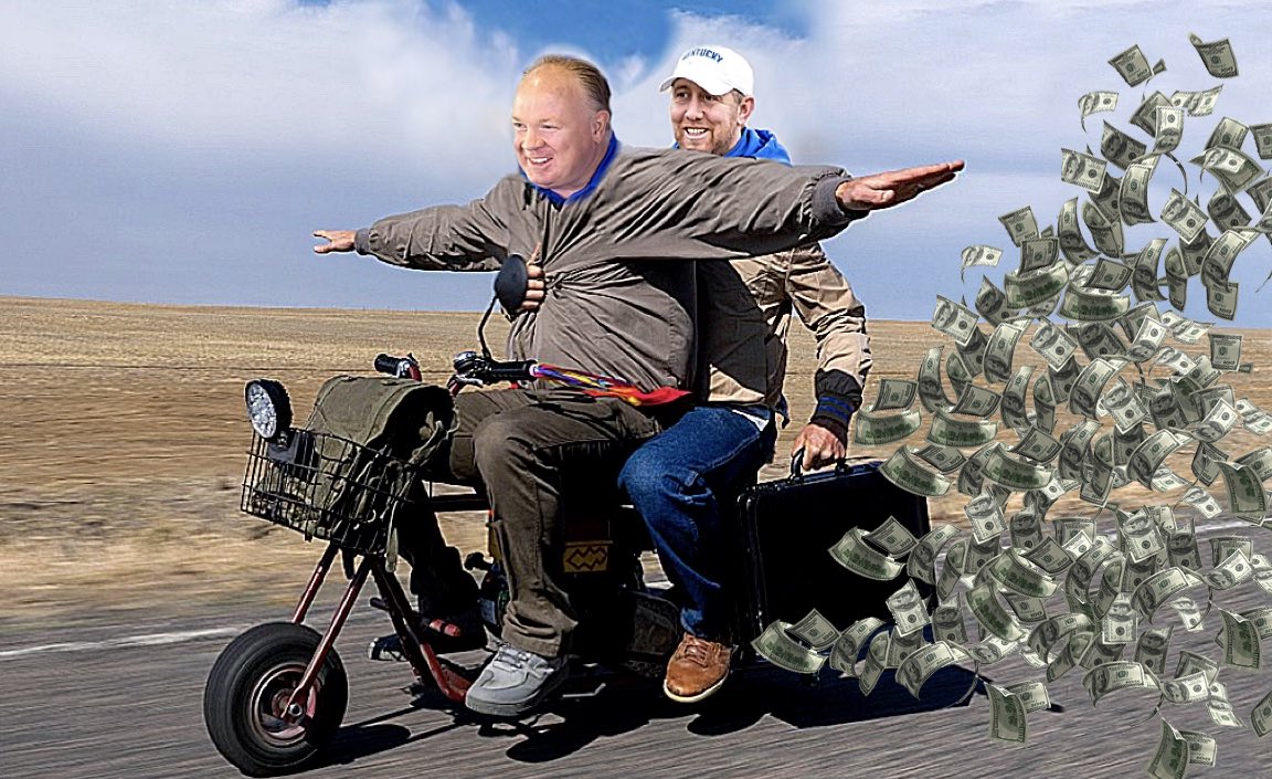 baylor_al's tweet photo. UPDATE:
Stoops &amp; Coen spotted East on 64 with heads high, L’s down, and a briefcase full of cash. https://t.co/uRvFsBhUl9
