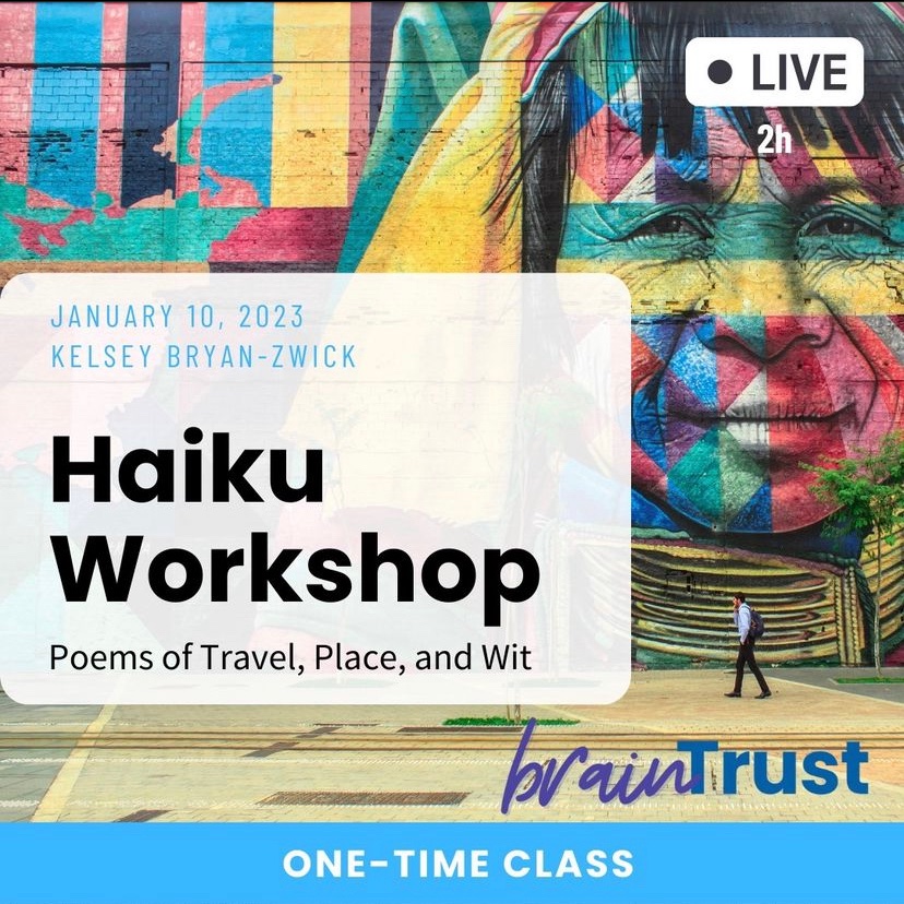 It's HAPPENING...our first Brain Trust of 2023!!  One hour (5:30pm PST) to go.  Kelsey is teaching about Haiku tonight and every one is invited...link in profile