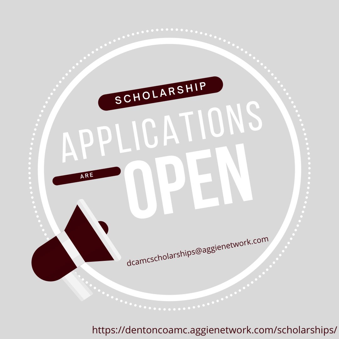 dentoncountyags's tweet photo. The 2023 Denton County A&amp;M Club Scholarship Application is now open.
The deadline for the application is 5:00 PM on Sunday, March 19th, 2023.

https://t.co/uc1Nc3KaqN https://t.co/tHLDg0UovS