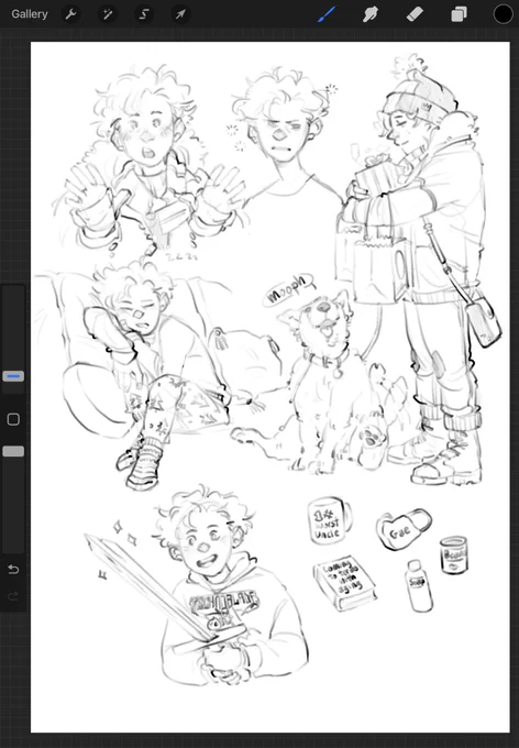 Come eat!
TAC Christmas doodles. Michael got gifts for his dads, techno, Phil, and Wilbur. 
Idk if I gave Michael a "chicken" in the canon before, but meet Michael's dog, chicken! 