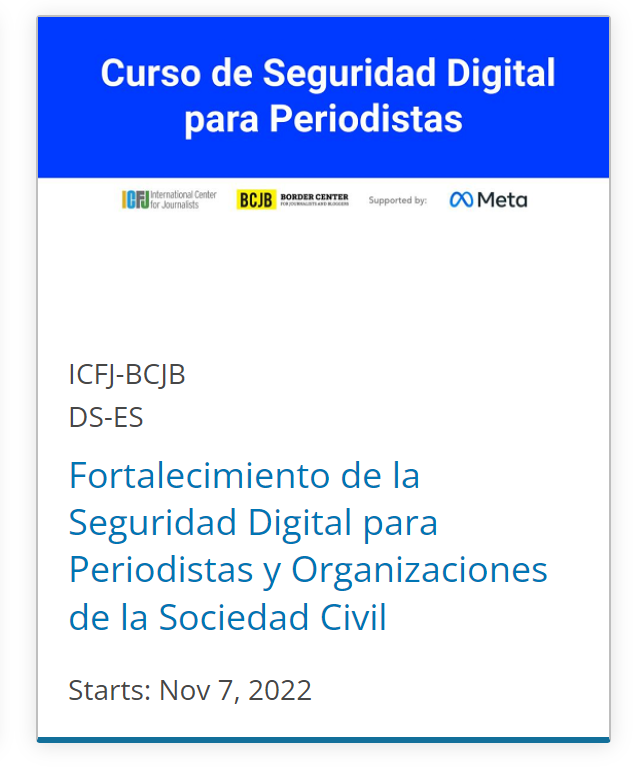 BorderCenter's tweet photo. #Capacitación
🔵Curso sobre #SeguridadDigital con apoyo de #MetajournalismProject
Este programa se basa en años de experiencia del
@ICFJ y el Border Center for Journalists and Bloggers para que periodistas protejan la confidencialidad de su información
🔗https://t.co/30eol5PLFv https://t.co/HumYTghe0U