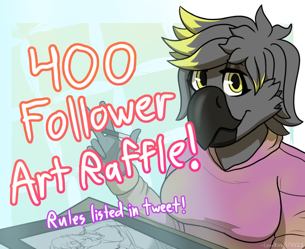 CeigeBirb's tweet image. 💛400 Follower Art Raffle!💛
1 Winner will be picked on Jan 16th to get a fullbody cell-shaded drawing!

To enter the raffle:
💛Follow, like, and retweet
💛Comment a SFW ref sheet of your character!

Thank you all, and good luck!