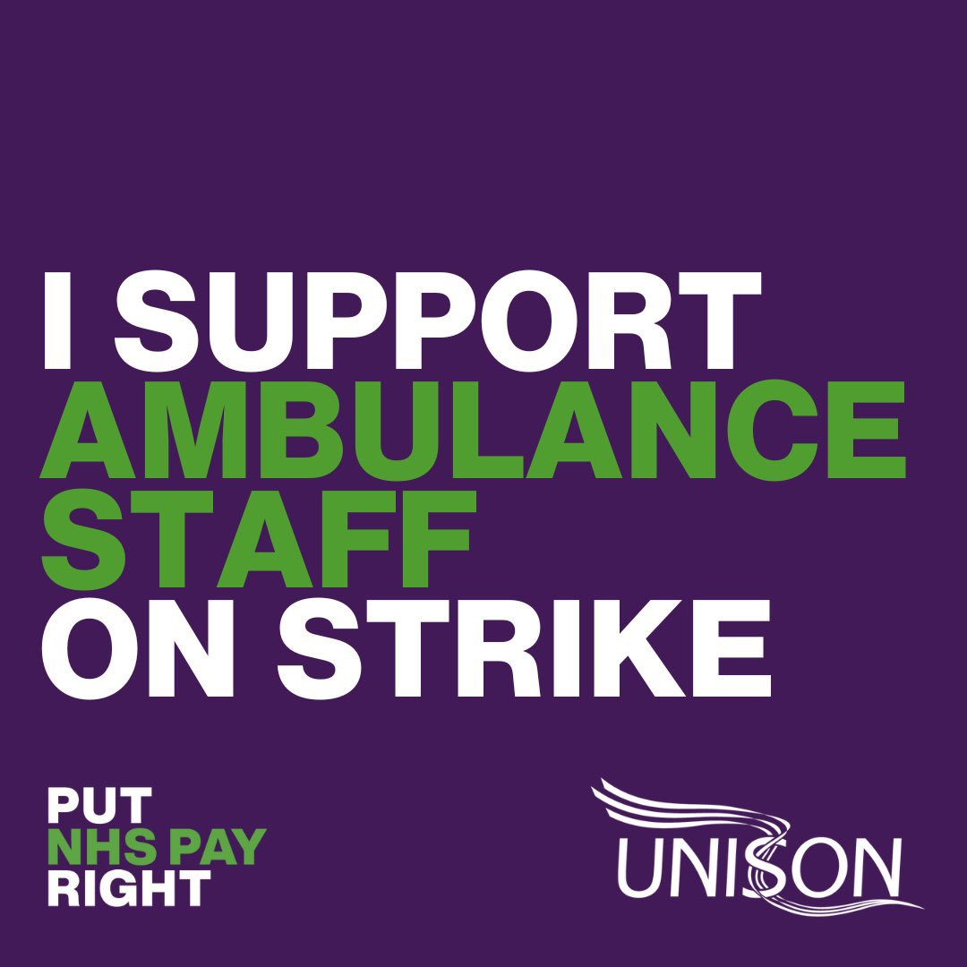 Ambulance staff across England are taking strike action today in the hope the government will listen to them on the state of the service and hold meaningful pay talks

Send messages of support, and write to your MP to #PutNHSPayRight 
nhspay.org/strike-solidar…