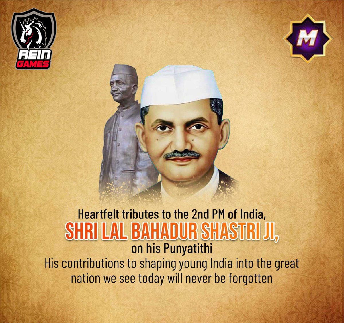MagicRummyGames's tweet photo. Greetings from Magic Rummy
 #Varansi #congress #lalbahadurshastriji #LalBahadurShastriPunyatithi #JaiJawanJaiKisan #India #Banaras #ManofPeace #TashKentAgreement #civilservice https://t.co/ogy2JlwBqh