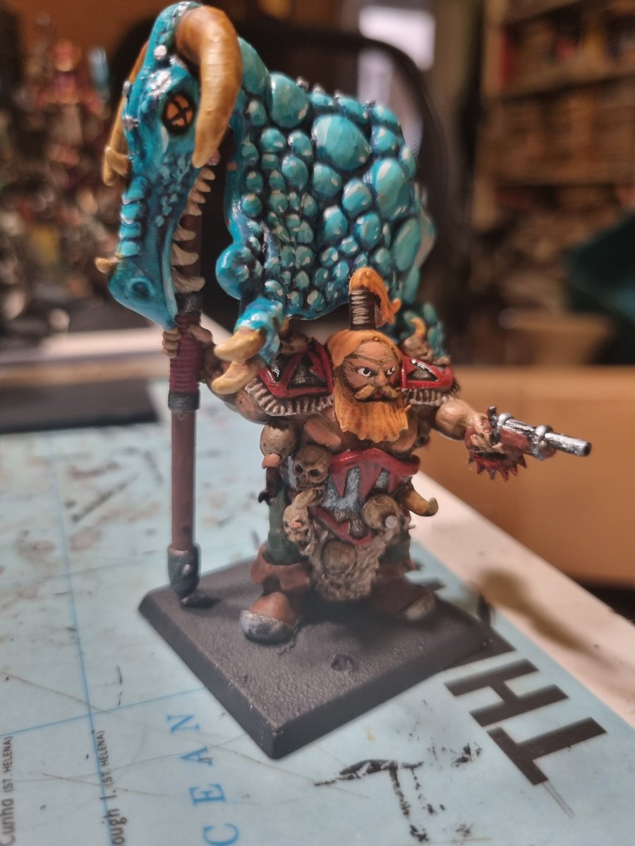 Got my command group for my custom maneaters done for an upcoming tournament of 6th ed warhammer 
(Despite maneaters in 6th not having command groups :( )

ill throw updates on here as they come, most of these guys will be available to print soon, but want to polish them up more.