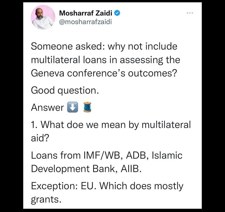 EcmOrgGLOB's tweet photo. A very important thread by Musharraf Zaidi to understand the perspective behind US$5 million pledge made to Pakistan at Geneva Conference. The fabricated success is not marketed &amp; false assurances about macroeconomic stability aren't normalized.
#PakistanEconomy #Cocomoments https://t.co/BpRuUxOHpI