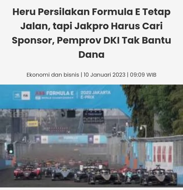 ch_chotimah2's tweet photo. Formula E adlh proyek ambisi pribadi Anies, kalo lihat fitnah2 pendukung Anies terhadap pak @erickthohir dan @KemenBUMN, sy harap pak Erick jgn mau bantu.

Jika pemprov DKI aja ga mau bantu, BUMN jgn dikorbankan.
Anies dan pendukungnya ga tau terimakasih!!
https://t.co/6NpeOZi8js https://t.co/QZixZdsj29