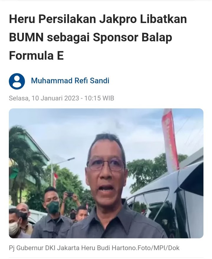 Chusnul ch💞timah (@ch_chotimah2) on Twitter photo Formula E adlh proyek ambisi pribadi Anies, kalo lihat fitnah2 pendukung Anies terhadap pak <a href="/erickthohir/">Erick Thohir</a> dan <a href="/KemenBUMN/">Kementerian BUMN</a>, sy harap pak Erick jgn mau bantu.
Jika pemprov DKI aja ga mau bantu, BUMN jgn dikorbankan.
Anies dan pendukungnya ga tau terimakasih!!
kompas.tv/article/366477… Formula E adlh proyek ambisi pribadi Anies, kalo lihat fitnah2 pendukung Anies terhadap pak <a href="/erickthohir/">Erick Thohir</a> dan <a href="/KemenBUMN/">Kementerian BUMN</a>, sy harap pak Erick jgn mau bantu.
Jika pemprov DKI aja ga mau bantu, BUMN jgn dikorbankan.
Anies dan pendukungnya ga tau terimakasih!!
kompas.tv/article/366477…