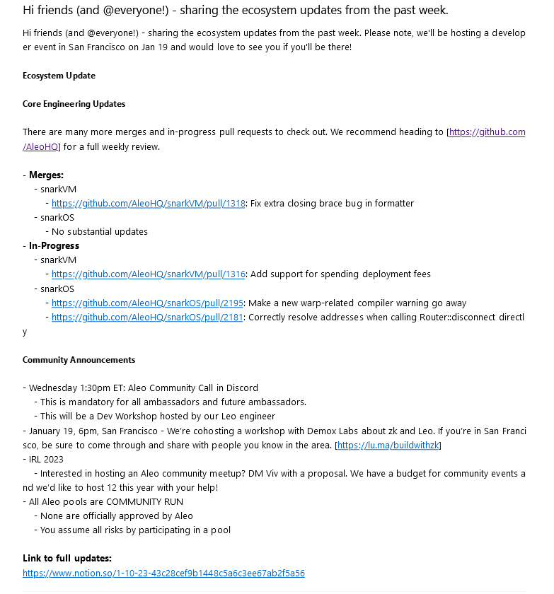 sekimlan77's tweet photo. Goodday!everyone!
Sharing the ecosystem updates from the past week. 
English and chinese version both👏
Link to full updates:
https://t.co/F0oJ0qV8Bm
@AleoHQ 
@aleocommunity 
#AleoAmbassador   #blockchain https://t.co/ZnpgeuMdlu