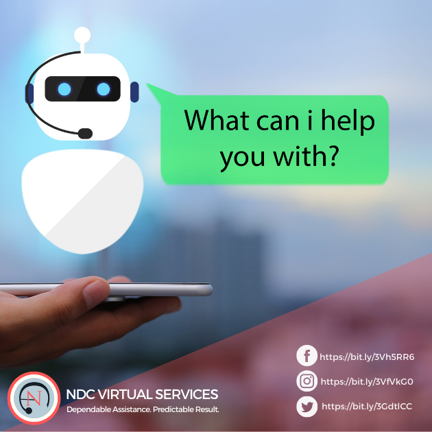 ndcvirtualsvcs's tweet photo. How can Chatbots help you?๐คทโโ๏ธ
Chatbots can help businesses save timeโ and money๐ฐ by automating processes like order fulfillment and payment processing.
Follow us to learn more.
Fb Page https://t.co/X1Kq8rx3Ot
#ndcvirtualsvcs #dependableva #messengermarketing #chatbots https://t.co/eSmm4Txzrt