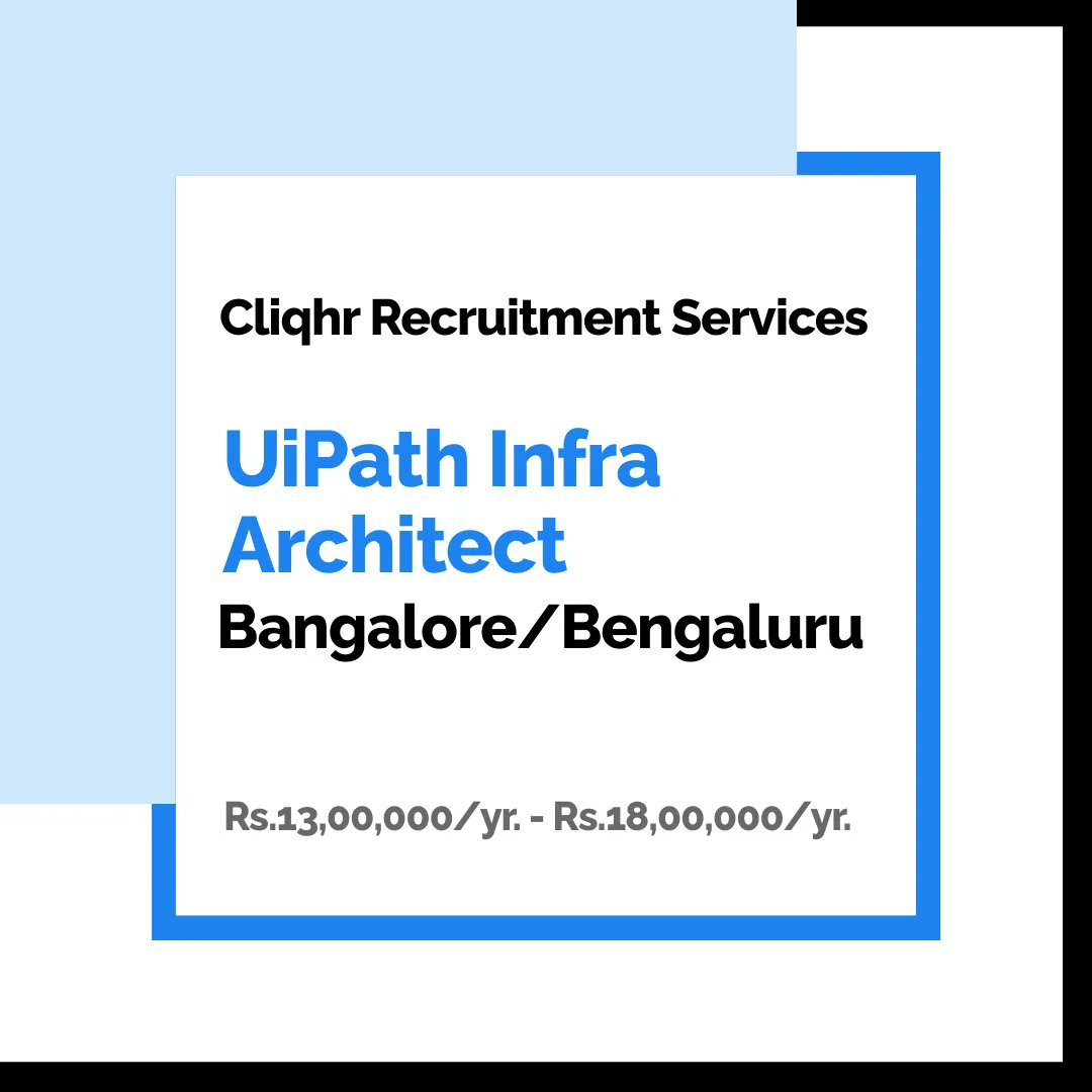 UiPath Infra Architect w/ Cliqhr Recruitment Services. Don't miss this opportunity! buff.ly/3X1of22

#rpa #automation #ai #jobalert #artificialintelligence #ml #machinelearning #india