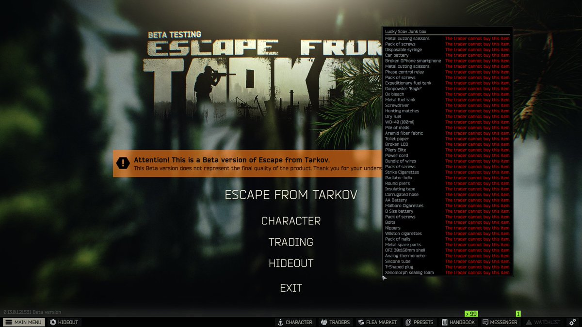 VGRoulette's tweet photo. @bstategames  @tarkov fun little bug, tooltip state for junk box while selling stuff gets stuck on hover state when exiting traders while highlighting the junk box and persists till you tab out of the game https://t.co/M6YLz79ytn